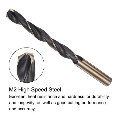 Harfington Uxcell 2pcs 12mm Titanium & Nitride Coated M2 High Speed Steel Twist Jobber Drill Bit