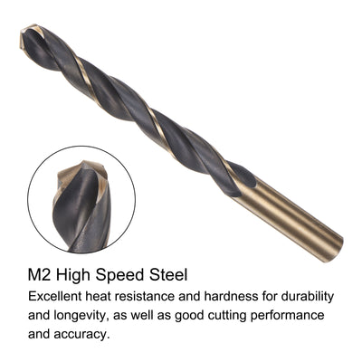 Harfington Uxcell 2pcs 12.5mm Titanium & Nitride Coated M2 High Speed Steel Twist Jobber Drill Bit