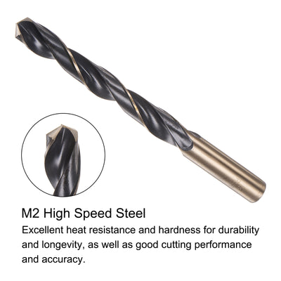 Harfington Uxcell 2pcs 13mm Titanium & Nitride Coated M2 High Speed Steel Twist Jobber Drill Bit