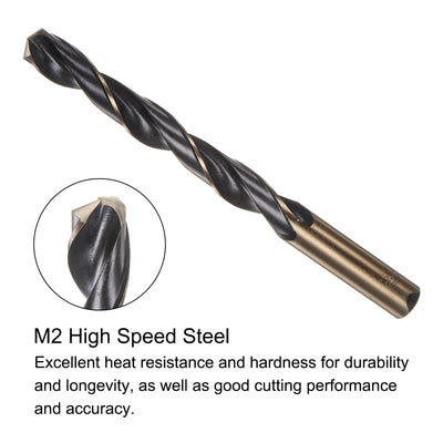 Harfington Uxcell 2pcs 13.5mm Titanium & Nitride Coated M2 High Speed Steel Twist Jobber Drill Bit