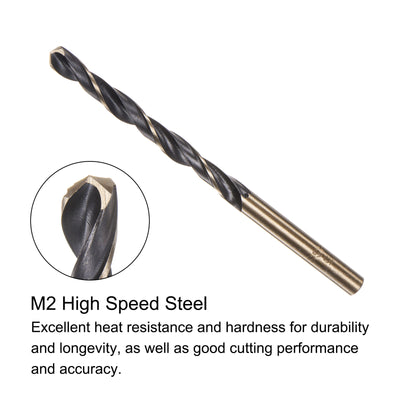 Harfington Uxcell 12pcs 5mm Titanium & Nitride Coated M2 High Speed Steel Twist Jobber Drill Bit