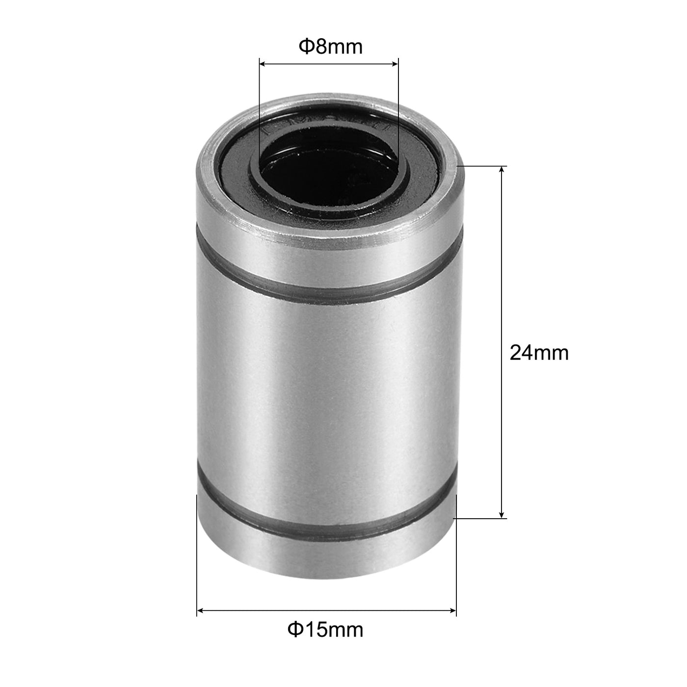 uxcell Uxcell 6pcs LM8UU Linear Ball Bearings, 8mm Bore 15mm OD 24mm Long Linear Bearing for CNC, 3D Printer