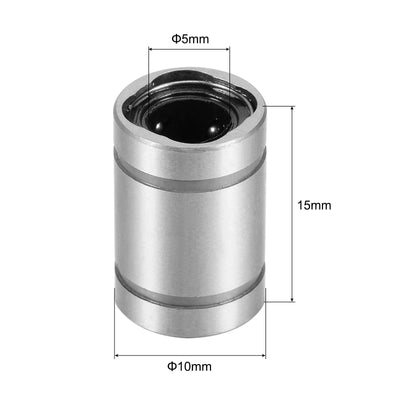 Harfington Uxcell 6pcs LM5UU Linear Ball Bearings, 5mm Bore 10mm OD 15mm Long Linear Bearing for CNC, 3D Printer
