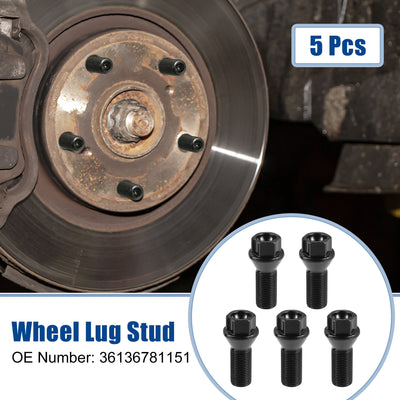 Harfington M14x1.25 Car Wheel Lug Bolt Nut Fit for BMW E46 325 E90 No.36136781151 - Pack of 5