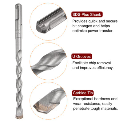 Harfington 10mm x 150mm Carbide Tip SDS-Plus Rotary Hammer Drill Bit for Masonry Concrete