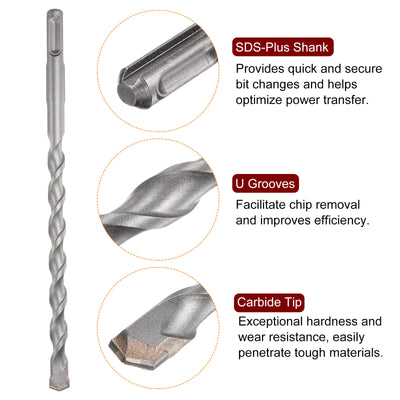 Harfington 10mm x 200mm Carbide Tip SDS-Plus Rotary Hammer Drill Bit for Masonry Concrete
