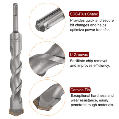 Harfington 25mm x 200mm Carbide Tip SDS-Plus Rotary Hammer Drill Bit for Masonry Concrete