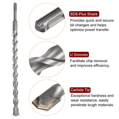 Harfington 18mm x 350mm Carbide Tip SDS-Plus Rotary Hammer Drill Bit for Masonry Concrete