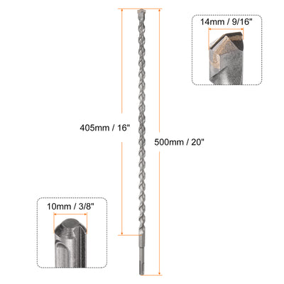 Harfington 14mm x 500mm Carbide Tip SDS-Plus Rotary Hammer Drill Bit for Masonry Concrete