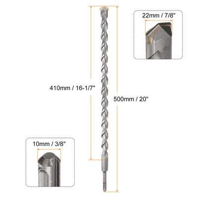 Harfington 22mm x 500mm Carbide Tip SDS-Plus Rotary Hammer Drill Bit for Masonry Concrete
