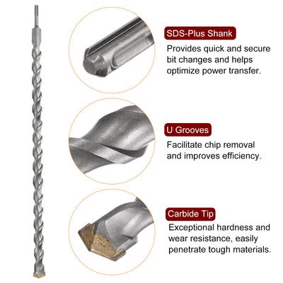 Harfington 28mm x 600mm Carbide Tip SDS-Plus Rotary Hammer Drill Bit for Masonry Concrete