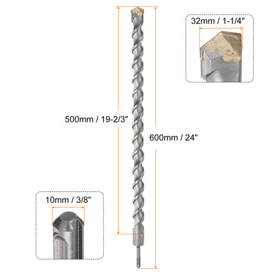 Harfington 32mm x 600mm Carbide Tip SDS-Plus Rotary Hammer Drill Bit for Masonry Concrete