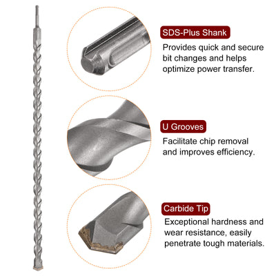 Harfington 25mm x 700mm Carbide Tip SDS-Plus Rotary Hammer Drill Bit for Masonry Concrete