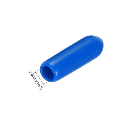 Harfington Uxcell 100pcs Rubber End Caps 3.5mm(1/8") ID Vinyl PVC Round Tube Bolt Cap Cover Screw Thread Protectors Blue