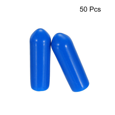 Harfington Uxcell 50pcs Rubber End Caps 4.5mm ID Vinyl PVC Round Tube Bolt Cap Cover Screw Thread Protectors Blue