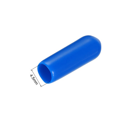 Harfington Uxcell 50pcs Rubber End Caps 4.5mm ID Vinyl PVC Round Tube Bolt Cap Cover Screw Thread Protectors Blue