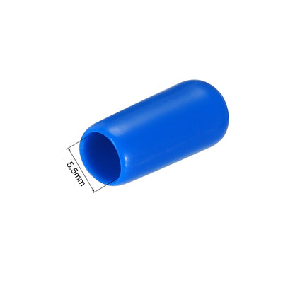 Harfington Uxcell 50pcs Rubber End Caps 5.5mm ID Vinyl PVC Round Tube Bolt Cap Cover Screw Thread Protectors Blue