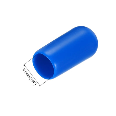 Harfington Uxcell 100pcs Rubber End Caps 6.5mm(1/4") ID Vinyl PVC Round Tube Bolt Cap Cover Screw Thread Protectors Blue