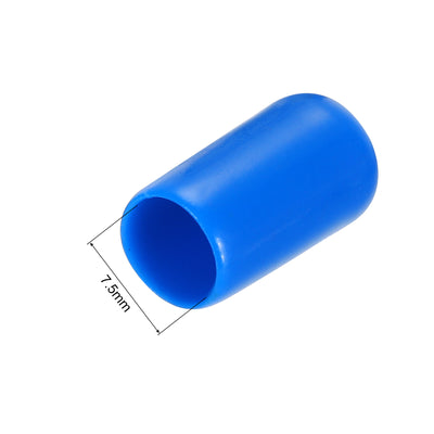 Harfington Uxcell 50pcs Rubber End Caps 7.5mm ID Vinyl PVC Round Tube Bolt Cap Cover Screw Thread Protectors Blue