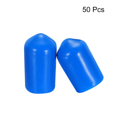 Harfington Uxcell 50pcs Rubber End Caps 8.5mm ID Vinyl PVC Round Tube Bolt Cap Cover Screw Thread Protectors Blue