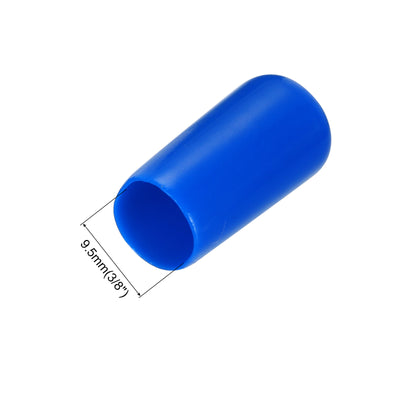 Harfington Uxcell 50pcs Rubber End Caps 9.5mm(3/8") ID Vinyl PVC Round Tube Bolt Cap Cover Screw Thread Protectors Blue