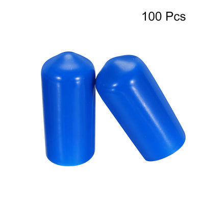Harfington Uxcell 100pcs Rubber End Caps 9.5mm(3/8") ID Vinyl PVC Round Tube Bolt Cap Cover Screw Thread Protectors Blue