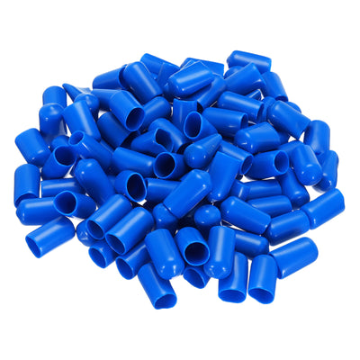 Harfington Uxcell 50pcs Rubber End Caps 11mm ID Vinyl PVC Round Tube Bolt Cap Cover Screw Thread Protectors Blue