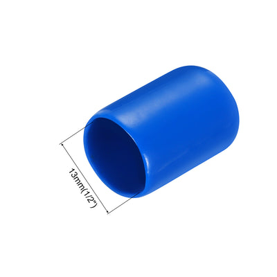Harfington Uxcell 50pcs Rubber End Caps 13mm(1/2") ID Vinyl PVC Round Tube Bolt Cap Cover Screw Thread Protectors Blue