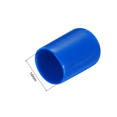 Harfington Uxcell 100pcs Rubber End Caps 14mm ID Vinyl PVC Round Tube Bolt Cap Cover Screw Thread Protectors Blue