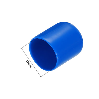 Harfington Uxcell 50pcs Rubber End Caps 17mm ID Vinyl PVC Round Tube Bolt Cap Cover Screw Thread Protectors Blue
