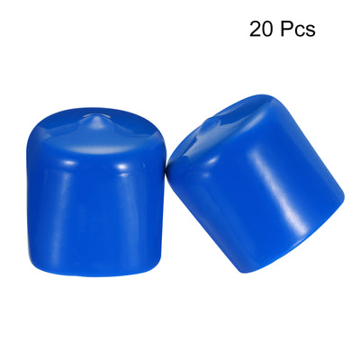 Harfington Uxcell 20pcs Rubber End Caps 34mm ID Vinyl PVC Round Tube Bolt Cap Cover Screw Thread Protectors Blue