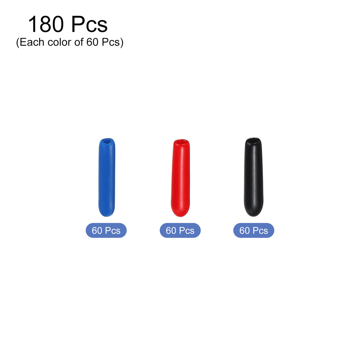 uxcell Uxcell 180pcs Rubber End Caps 1.5mm ID Vinyl PVC Round Tube Bolt Cap Cover Screw Thread Protectors, Black Red Blue