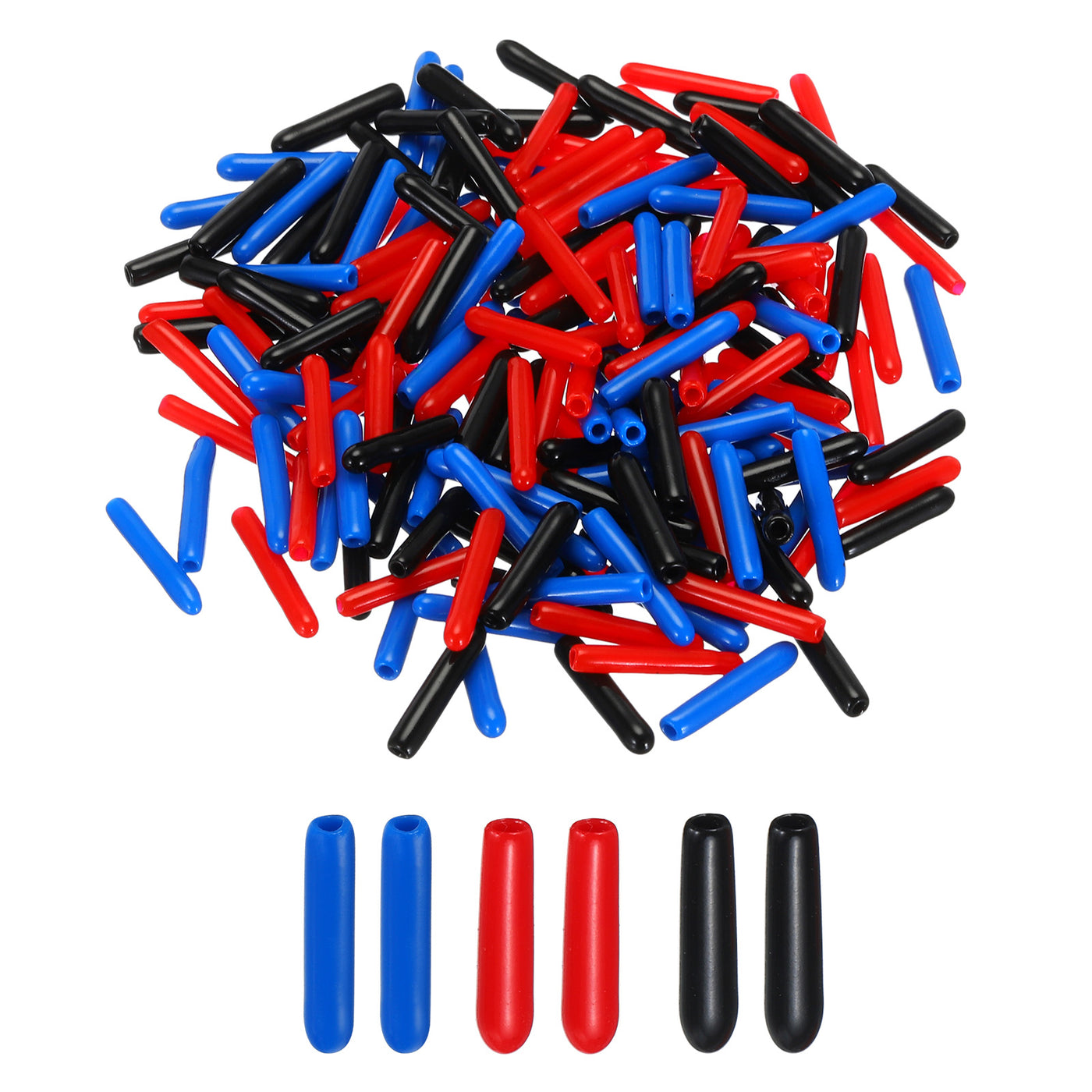 uxcell Uxcell 180pcs Rubber End Caps 1.5mm ID Vinyl PVC Round Tube Bolt Cap Cover Screw Thread Protectors, Black Red Blue