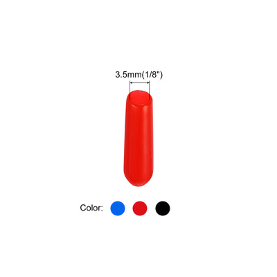 Harfington Uxcell 90pcs Rubber End Caps 3.5mm(1/8") ID Vinyl PVC Round Tube Bolt Cap Cover Screw Thread Protectors, Black Red Blue