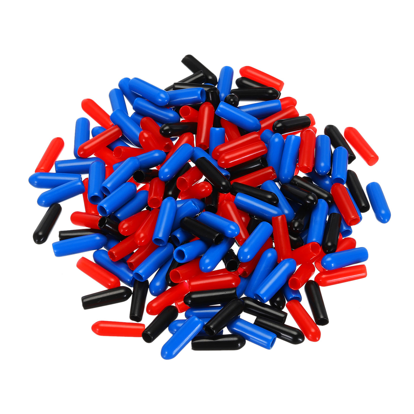 uxcell Uxcell 90pcs Rubber End Caps 3.5mm(1/8") ID Vinyl PVC Round Tube Bolt Cap Cover Screw Thread Protectors, Black Red Blue