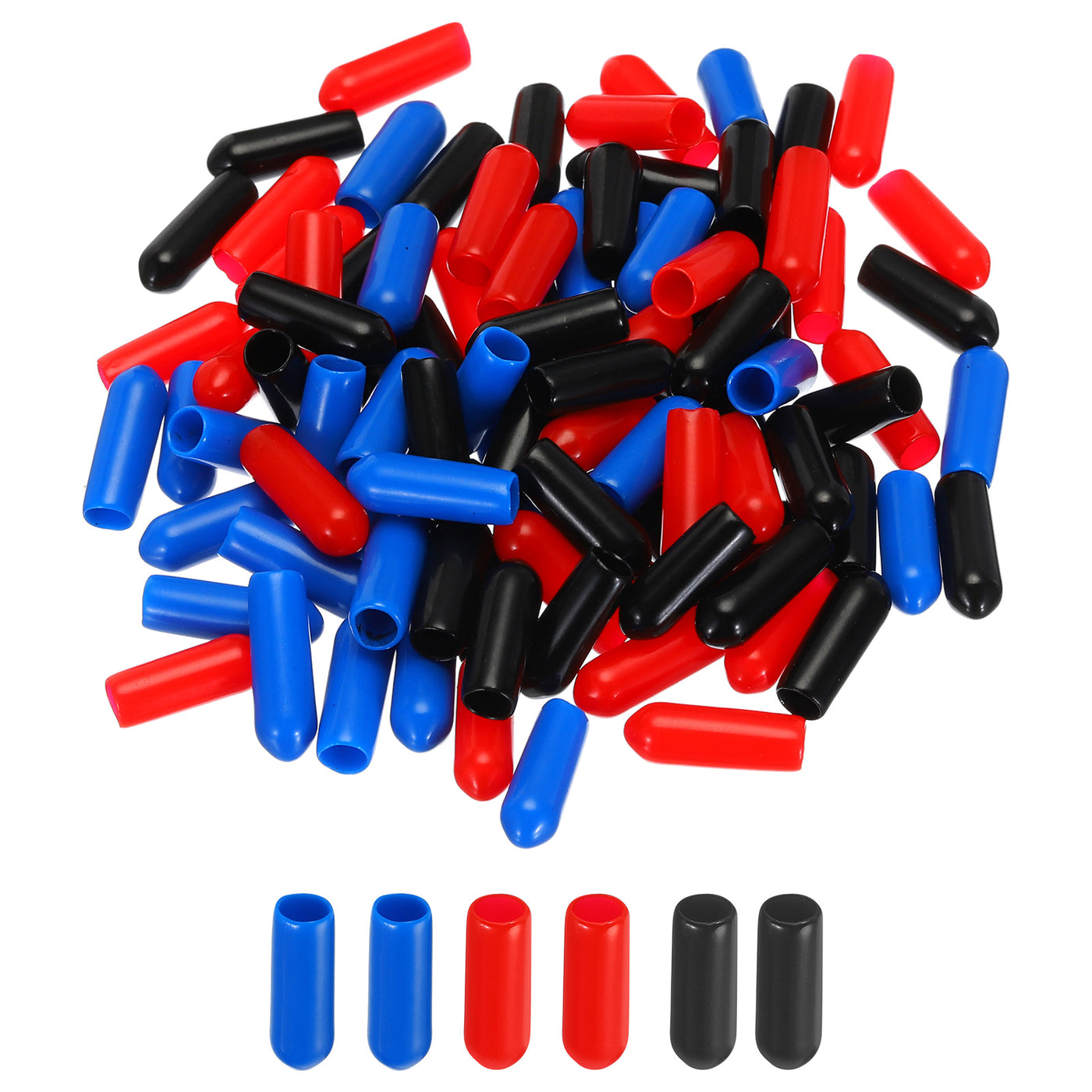 uxcell Uxcell 90pcs Rubber End Caps 4.5mm ID Vinyl PVC Round Tube Bolt Cap Cover Screw Thread Protectors, Black Red Blue