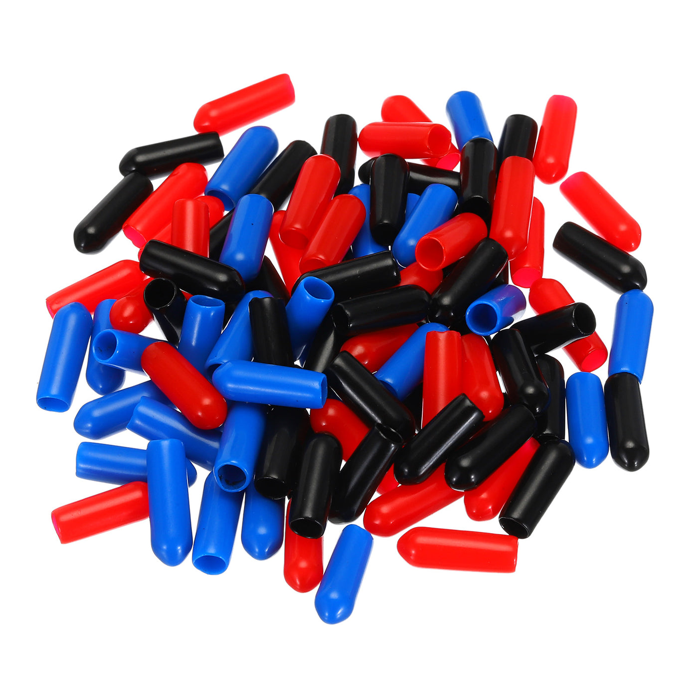 uxcell Uxcell 90pcs Rubber End Caps 5.5mm ID Vinyl PVC Round Tube Bolt Cap Cover Screw Thread Protectors, Black Red Blue