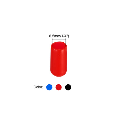 Harfington Uxcell 90pcs Rubber End Caps 6.5mm(1/4") ID Vinyl PVC Round Tube Bolt Cap Cover Screw Thread Protectors, Black Red Blue
