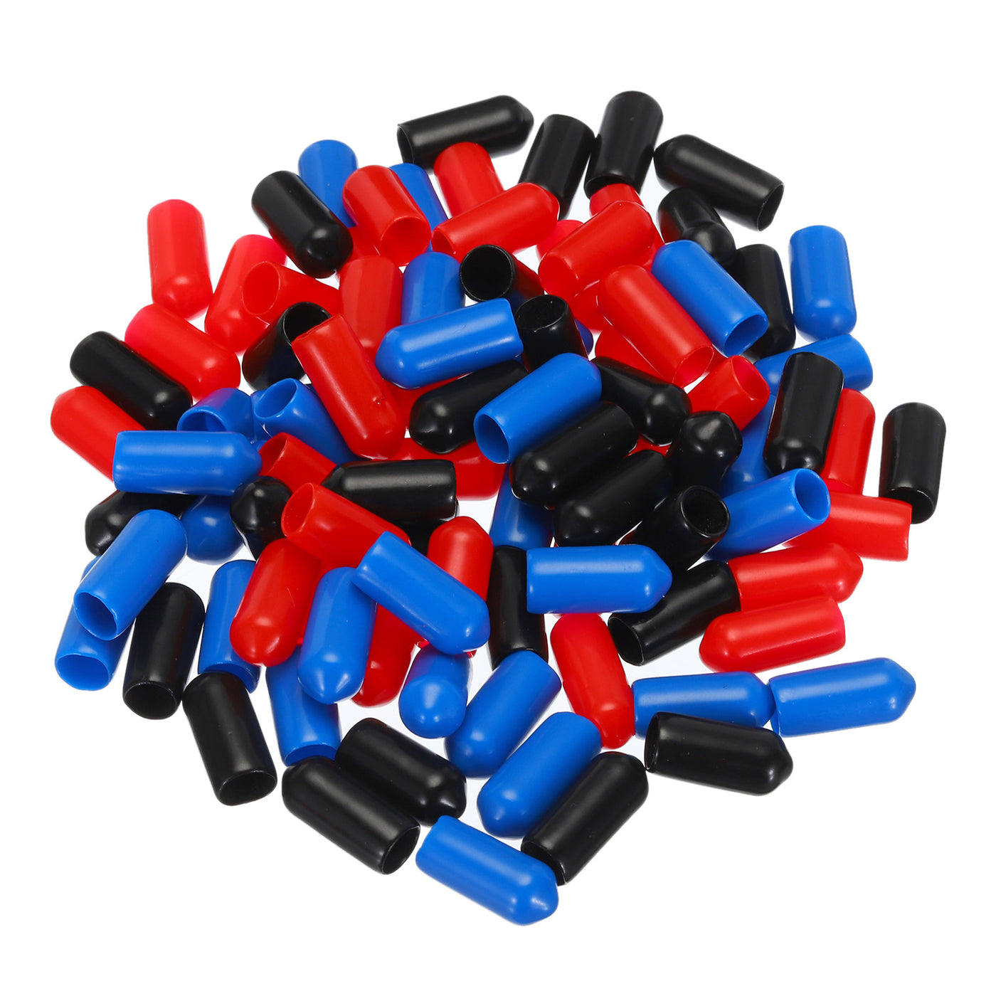 uxcell Uxcell 90pcs Rubber End Caps 6.5mm(1/4") ID Vinyl PVC Round Tube Bolt Cap Cover Screw Thread Protectors, Black Red Blue