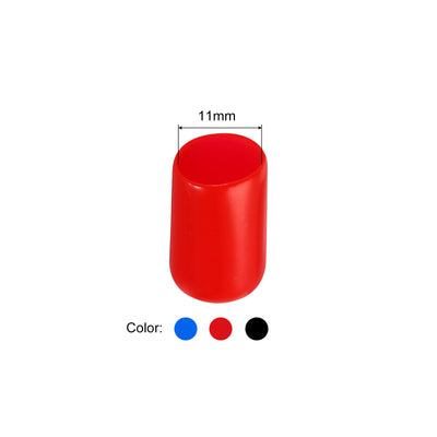 Harfington Uxcell 90pcs Rubber End Caps 11mm ID Vinyl PVC Round Tube Bolt Cap Cover Screw Thread Protectors, Black Red Blue