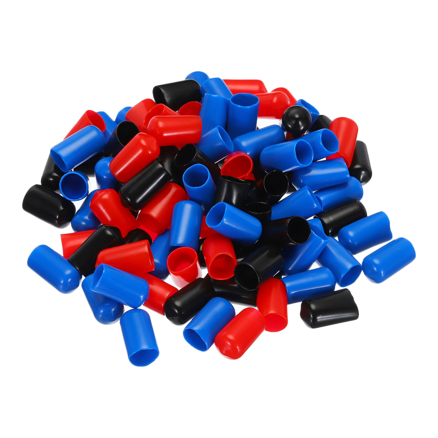 uxcell Uxcell 90pcs Rubber End Caps 11mm ID Vinyl PVC Round Tube Bolt Cap Cover Screw Thread Protectors, Black Red Blue