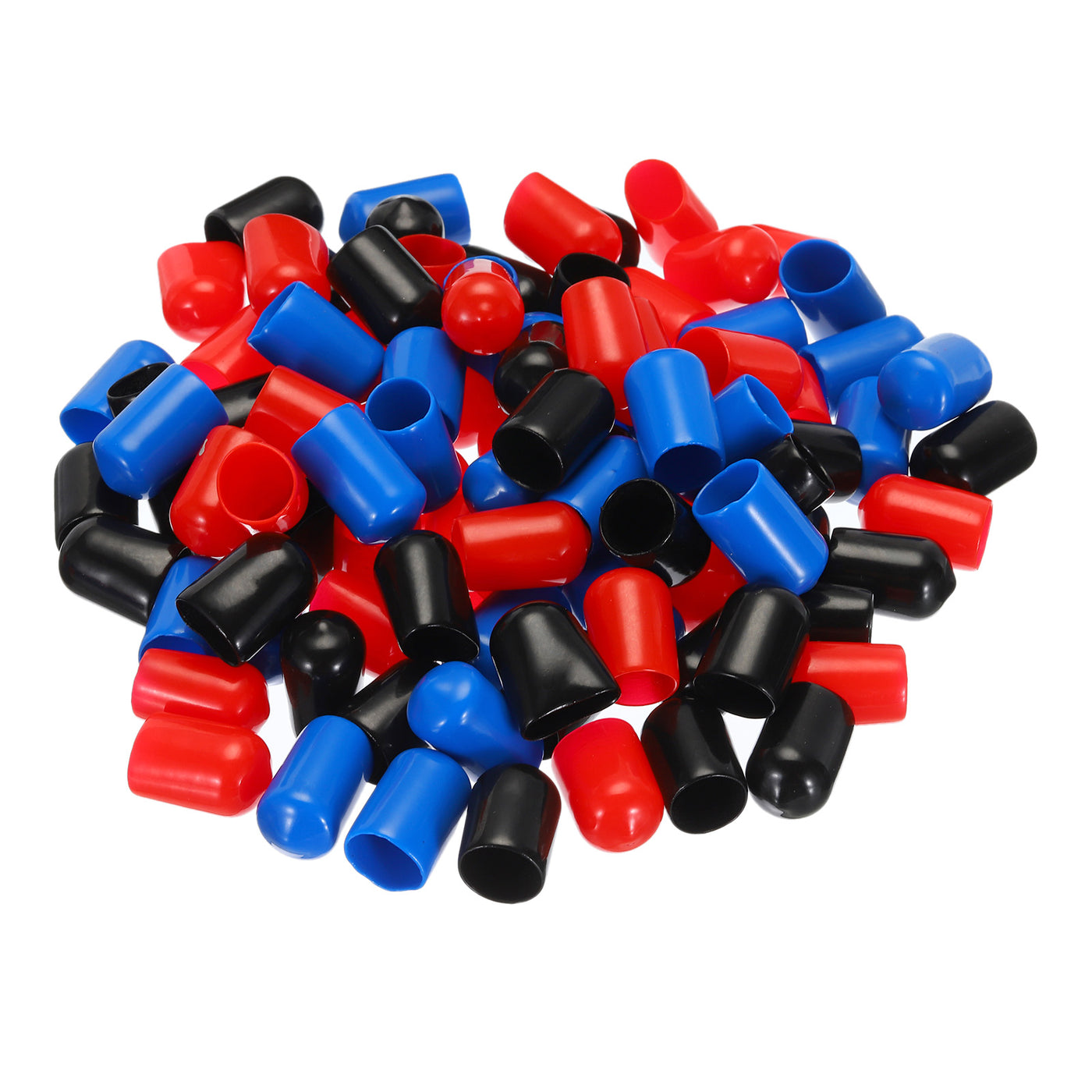uxcell Uxcell 90pcs Rubber End Caps 14mm ID Vinyl PVC Round Tube Bolt Cap Cover Screw Thread Protectors, Black Red Blue