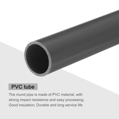 Harfington PVC Rigid Round Pipe 21mm ID 25mm OD 20cm/8" Length Light Grey High Impact for Water Pipe, Crafts, Cable Sleeve