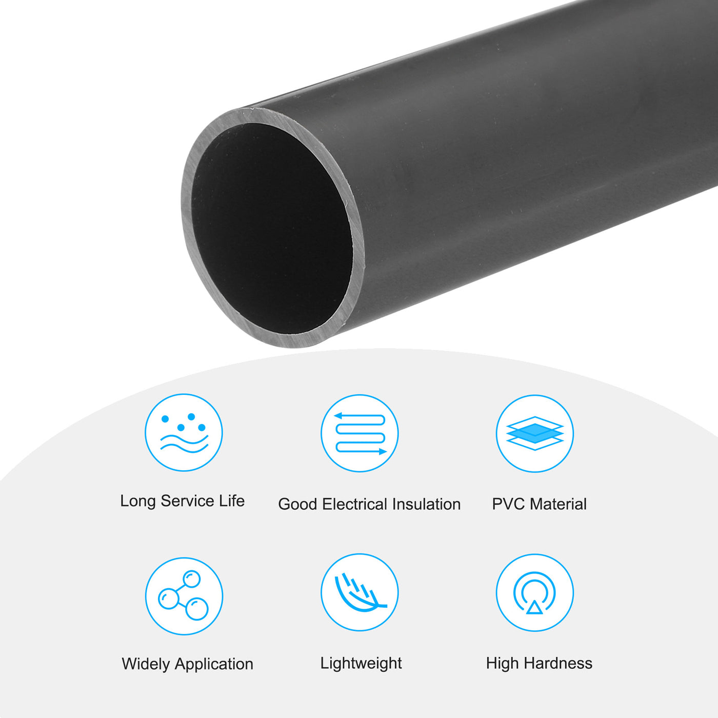 Harfington PVC Rigid Round Pipe 28mm ID 32mm OD 20cm/8" Length Light Grey High Impact for Water Pipe, Crafts, Cable Sleeve