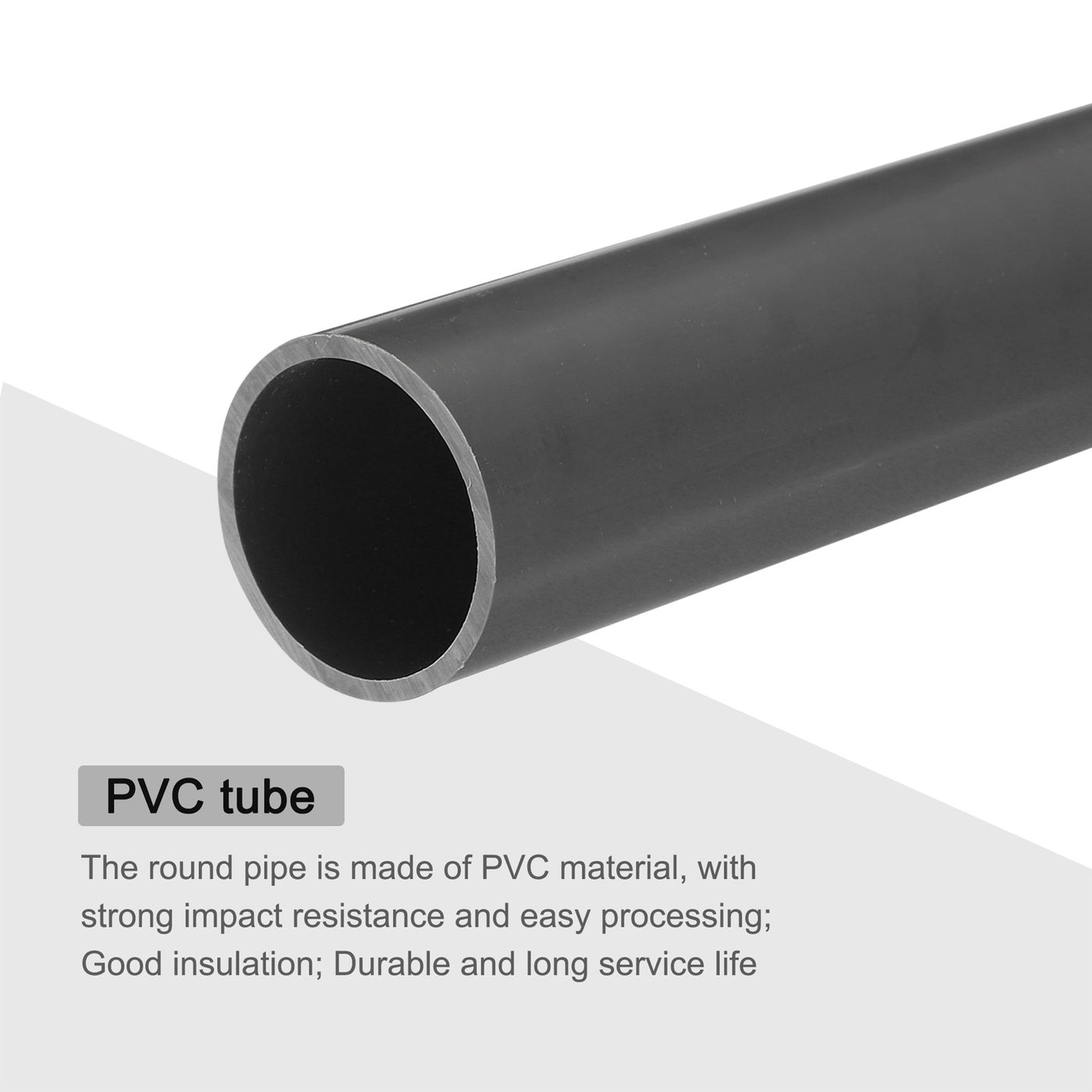 Harfington PVC Rigid Round Pipe 28mm ID 32mm OD 20cm/8" Length Light Grey High Impact for Water Pipe, Crafts, Cable Sleeve