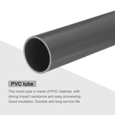 Harfington PVC Rigid Round Pipe 36mm ID 40mm OD 20cm/8" Length Light Grey High Impact for Water Pipe, Crafts, Cable Sleeve
