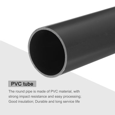 Harfington PVC Rigid Round Pipe 45.2mm ID 50mm OD 20cm/8" Length Light Grey High Impact for Water Pipe, Crafts, Cable Sleeve