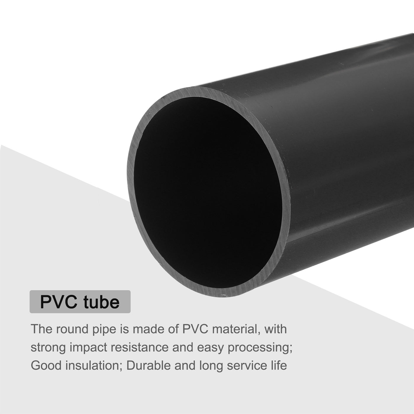 Harfington PVC Rigid Round Pipe 67.8mm ID 75mm OD 20cm/8" Length Light Grey High Impact for Water Pipe, Crafts, Cable Sleeve