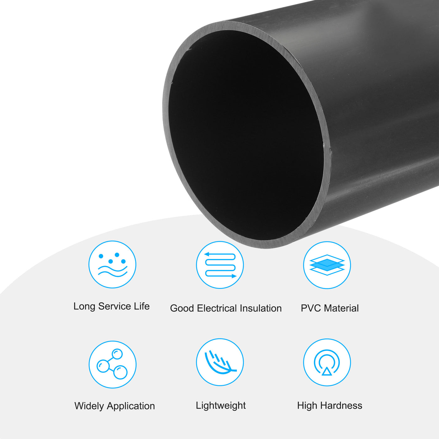 Harfington PVC Rigid Round Pipe 101.6mm ID 110mm OD 20cm/8" Length Light Grey High Impact for Water Pipe, Crafts, Cable Sleeve