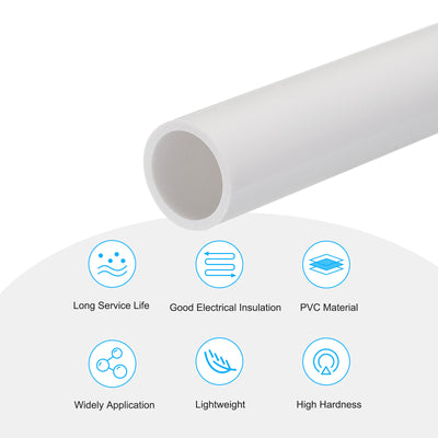 Harfington PVC Rigid Round Pipe 16mm ID 20mm OD 20cm/8" Length White High Impact for Water Pipe, Crafts, Cable Sleeve